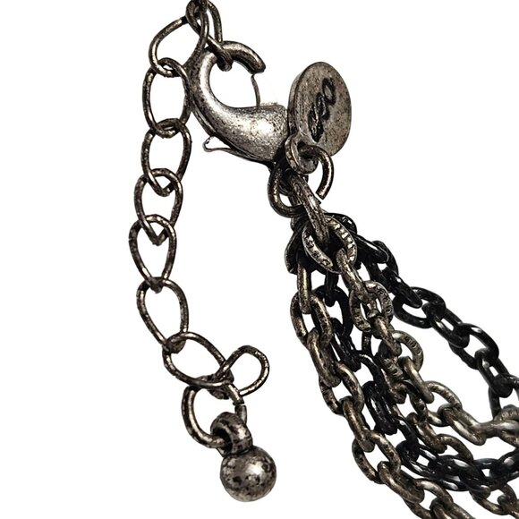 American Eagle Elegant Crystal Beaded Layered Necklace Multi Strand Silver Tone - Picture 4 of 7